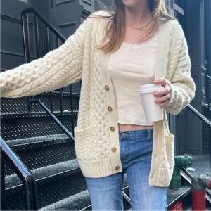 Brandy Melville Eva Wool Cable Knit Cardigan one size
